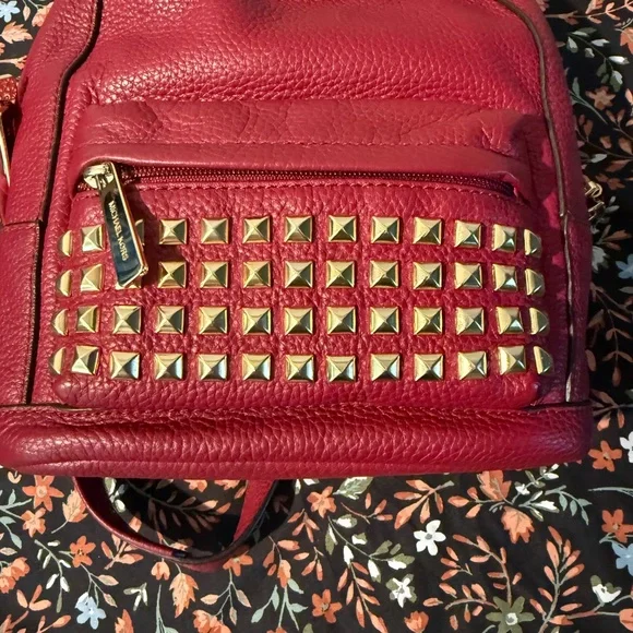 Michael Kors Red Leather Mini Backpack Handbag EUC - Picture 2 of 13